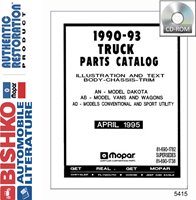 1990-93 DODGE TRUCK Body & Chassis, Text & Illustration Parts Book sample image