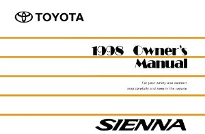 1998 Toyota Sienna Owner's Manual