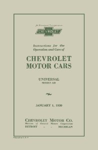 1930 Chevrolet Universal, Universal Truck Owner's Manual