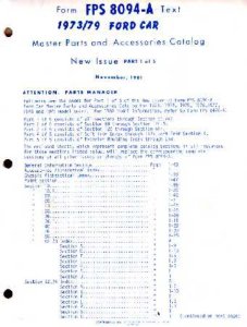 1973–1979 Ford All Models Parts Book