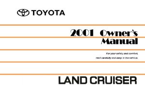 2001 Toyota LAND CRUISER Owner's Manual