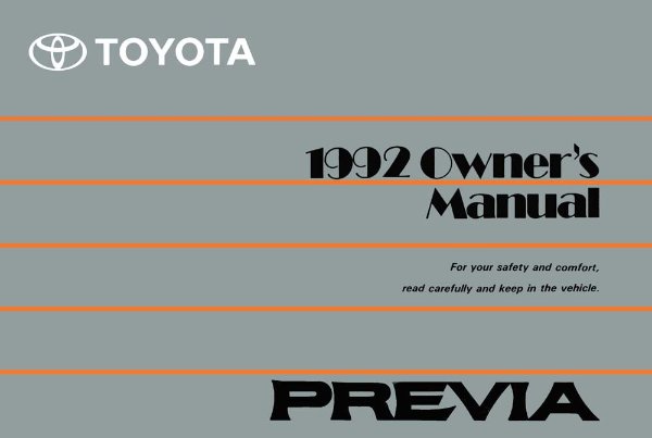 1992 Toyota Previa Owner's Manual