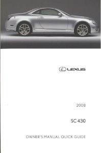 2008 Lexus SC 430 Owner's Manual