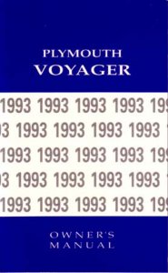1993 Plymouth Voyager Owner's Manual