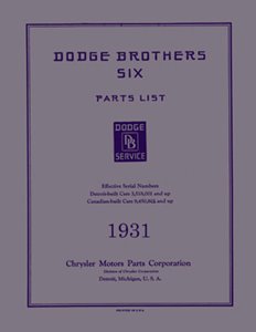 1931 Dodge All Models Parts Book