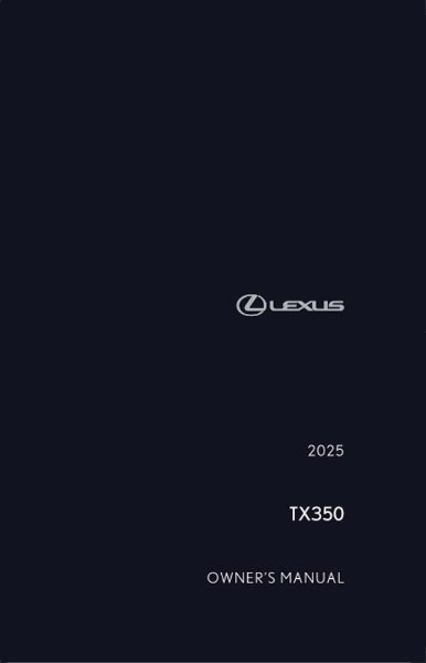 2025 Lexus TX 350 Owner's Manual