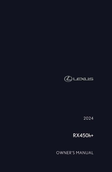 2024 Lexus RX 450H+ Owner's Manual