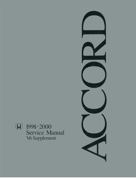 1998–2000 Honda Accord V6 Engine Factory Shop Service Manual
