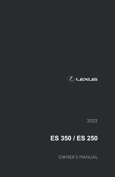 2022 Lexus ES 250, 350 Owner's Manual
