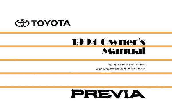 1994 Toyota Previa Owner's Manual