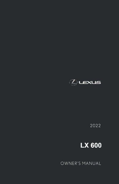 2022 Lexus LX 600 Owner's Manual