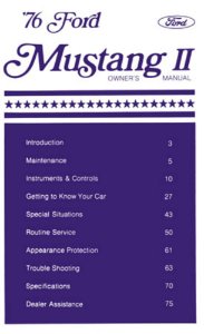 1976 Ford Mustang Owner's Manual