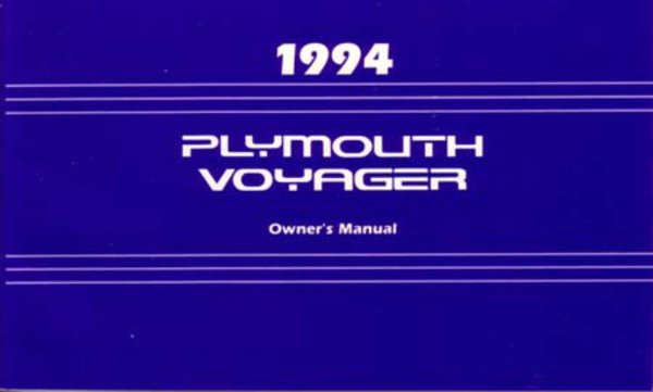 1994 Plymouth Voyager Owner's Manual