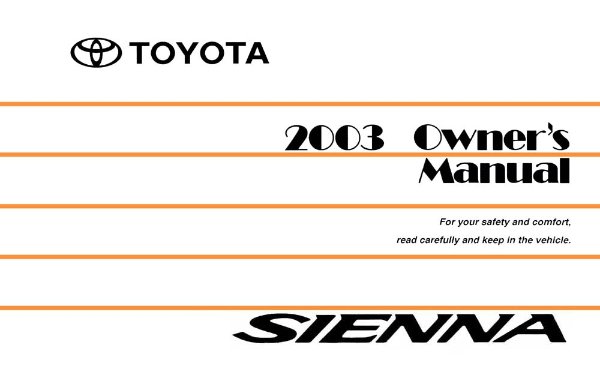 2003 Toyota SIENNA Owner's Manual