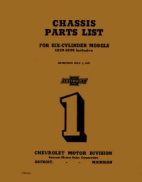 1929 1933 1934 1935 1936 Chevrolet Parts Numbers Book List Guide Interchange