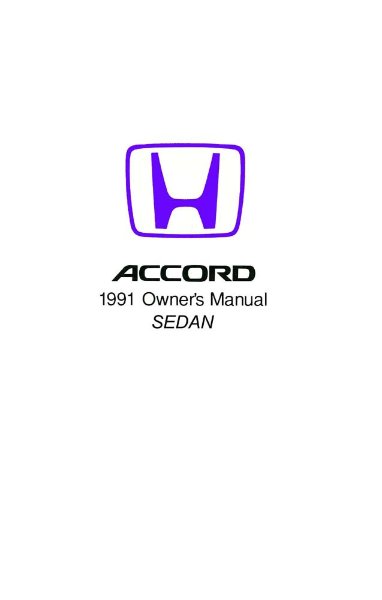 1991 Honda Accord Sedan Owner's Manual