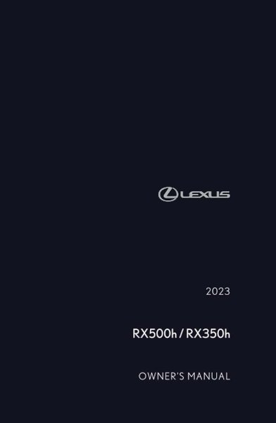2023 Lexus RX 350H, RX 500H Owner's Manual