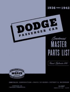 1936–1942 Dodge All Models Parts Book