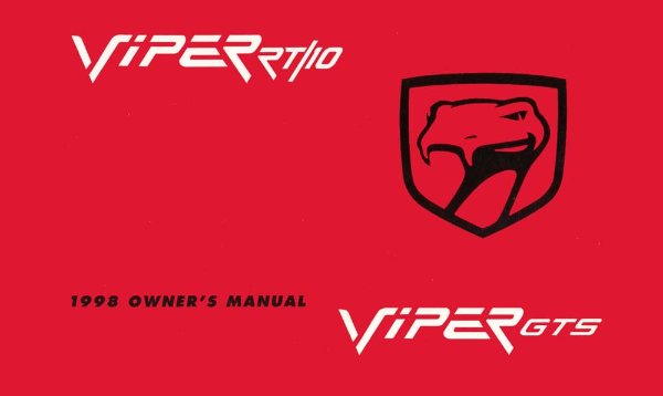 1998 Dodge Viper SRT-10 Owner's Manual