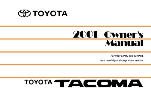 2001 Toyota TACOMA Owner's Manual