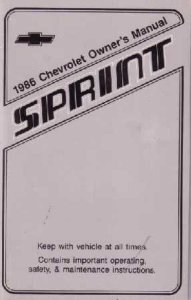 1986 Chevrolet Sprint Owner's Manual