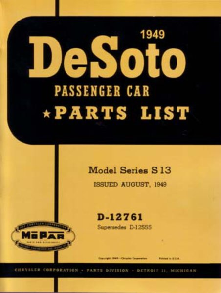 1949 Desoto S13 Parts Book