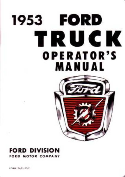 1953 Ford Truck All Models Owner's Manual