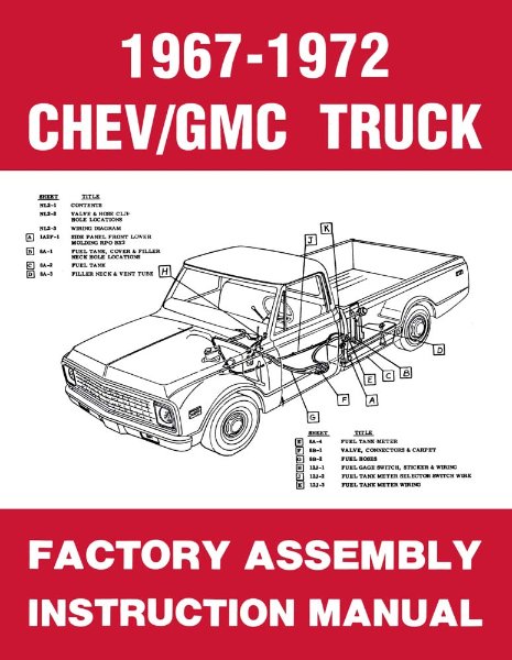 1967 1968 1969 1970 1971 1972 Chevrolet GMC Truck Assembly Manual Book