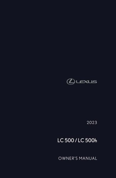 2023 Lexus LC 500, 500H Owner's Manual