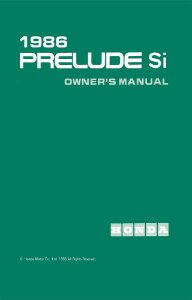 1986 Honda Prelude SI Owner's Manual