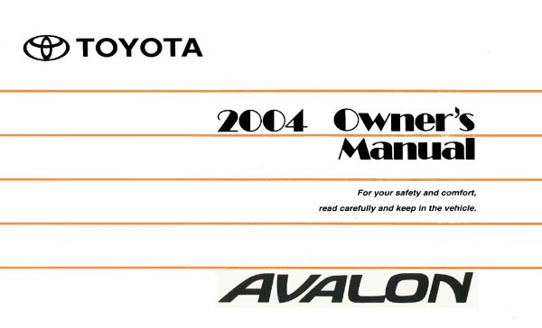2004 Toyota AVALON Owner's Manual