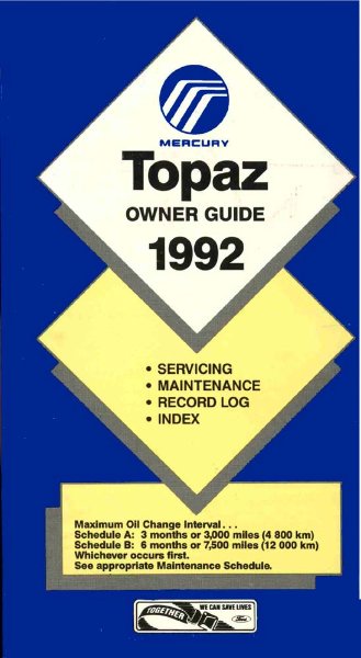 1992 Mercury Topaz Owner's Manual