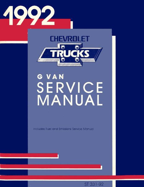 1992 Chevrolet Truck Full Size G Van Factory Shop Service Manual
