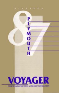 1987 Plymouth Voyager Owner's Manual