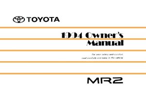 1994 Toyota MR2 Owner's Manual
