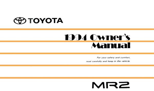1994 Toyota MR2 Owner's Manual