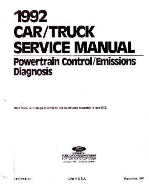 1992 Ford Lincoln Mercury Emissions Diagnostic Procedure Manual