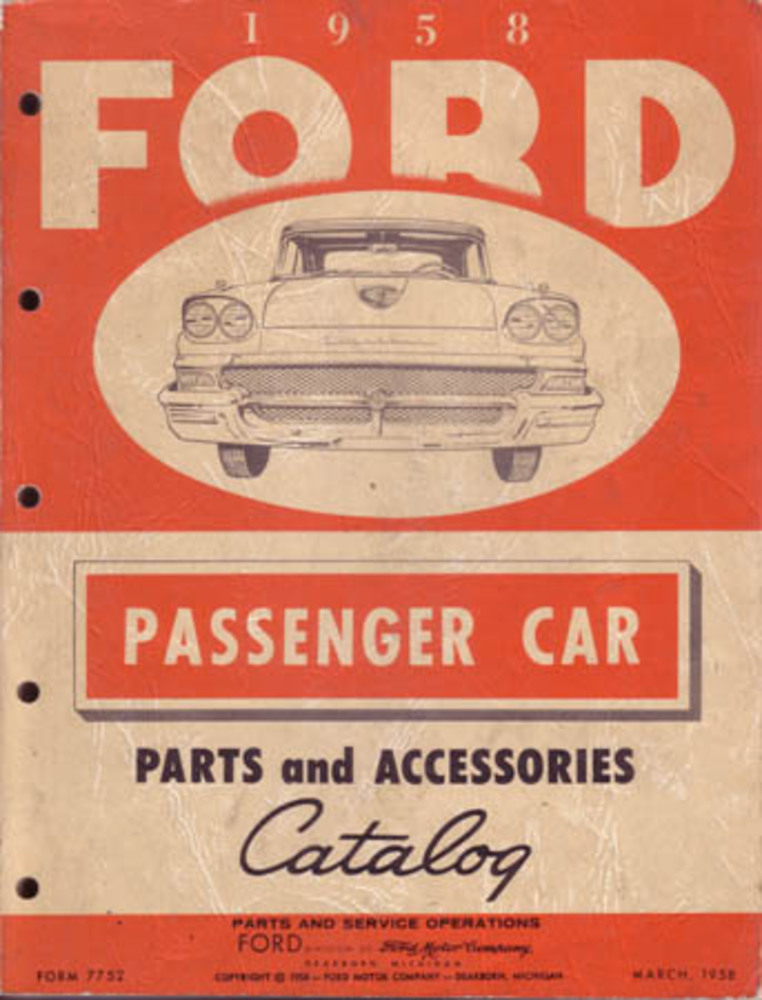 1958 Ford Part Numbers Book List Catalog Manual Interchange Drawings