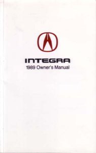 1989 Acura Integra Owner's Manual
