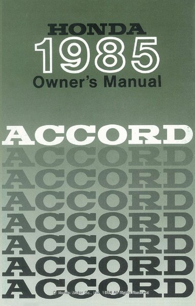 1985 Honda Accord Owner's Manual