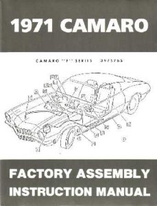 1971 Chevrolet Camaro F Series Assembly Manual Book Rebuild Illustrations