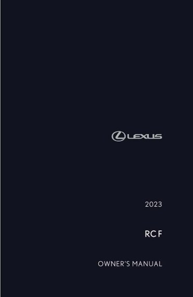 2023 Lexus RC F Owner's Manual