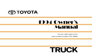 1994 Toyota Pickup Owner's Manual