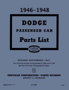 1946–1948 Dodge All Models Parts Book