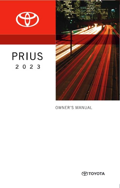 2023 Toyota PRIUS Owner's Manual