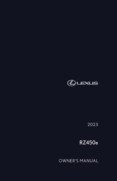 2023 Lexus RZ 450E Owner's Manual