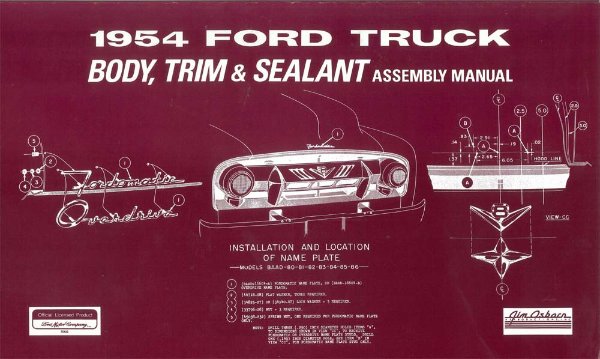 1954 Ford Truck Body Trim Sealant Assembly Manual Rebuild Instructions Drawing