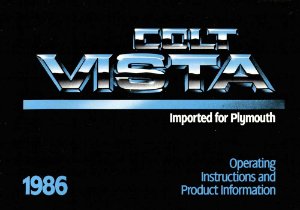 1986 Plymouth Colt Vista Owner's Manual