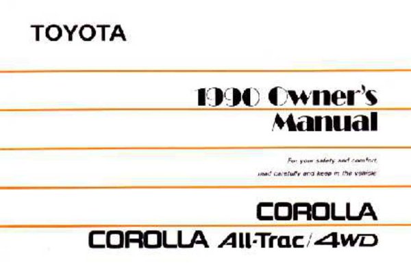 1990 Toyota Corolla Owner's Manual