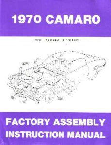 1970 Chevrolet Camaro F Series Assembly Manual Book Rebuild Illustrations